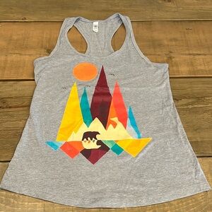 Flock and Feathers Mountain Bear & Birds Tank Top S